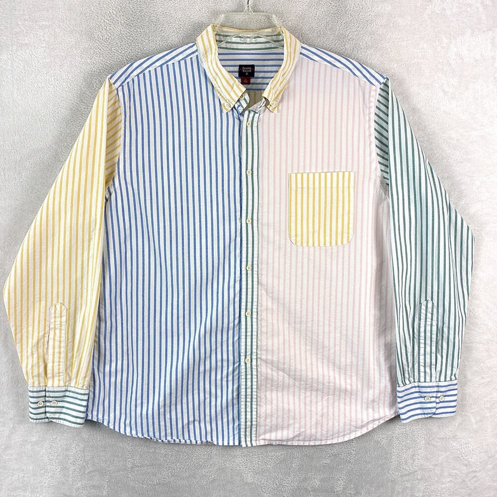 Rowing Blazers Shirt Men XL Multicolor Colorblock Stripe Preppy Hamptons College